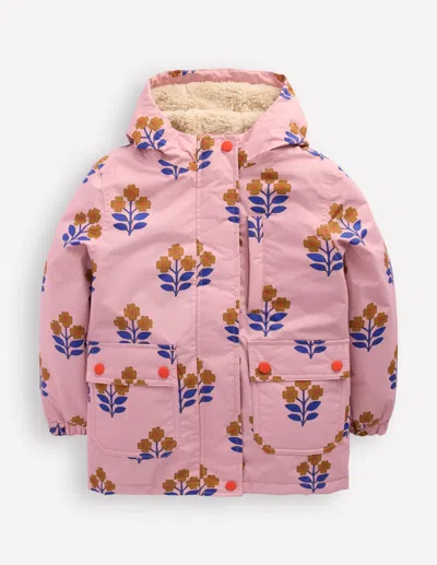 Boden Kids' 4 In 1 Waterproof Coat Vintage Pink Floral Stamp