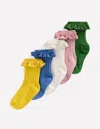 Boden 5 Pack Baby Frilly Socks Multi Girls  In Green