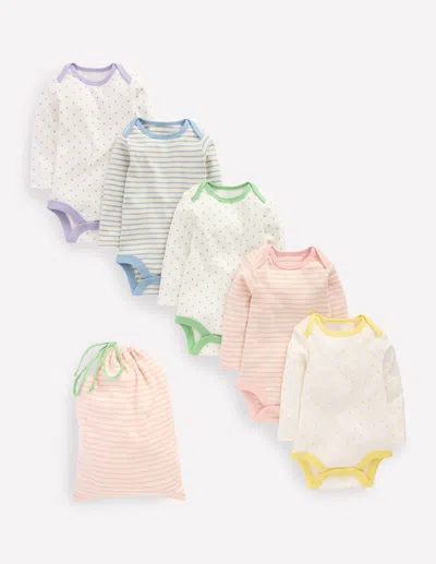 Boden Babies' 5 Pack Bodies Multi Ivory Spot/stripe Girls
