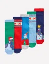 Boden 5 Pack Festive Socks Christmas Pigeons  In Multi