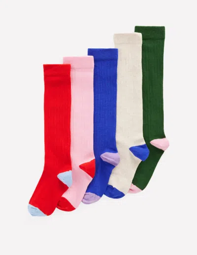 Boden Kids' 5 Pack Ribbed Knee High Socks Multi