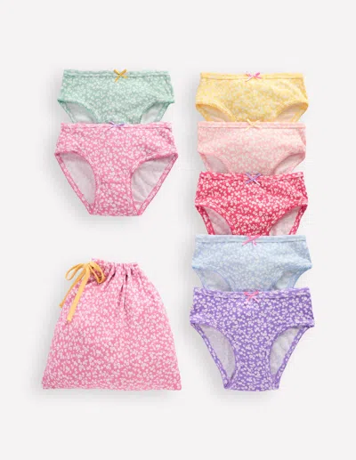 Boden Kids' 7 Pack Pointelle Underwear Multi Ditsy Vine