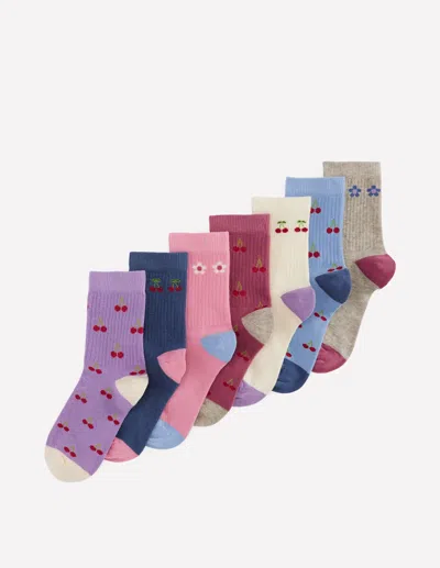 Boden Kids' 7 Pack Ribbed Socks (girls) | Size 12½-3½ In Multi