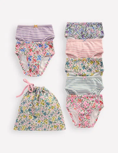 Boden Kids' 7 Pack Underwear Multi Floral/stripe Girls