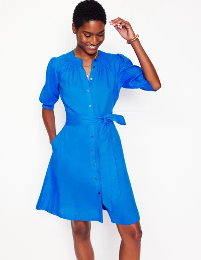 Boden Ada Linen Short Dresscerulean Blue Women  In Cerulean Blue