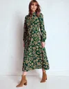 Boden Adelaide Zip Cord Midi Dress Emerald Night, Elaborate Vine  In Multi