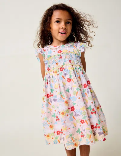 Boden Kids' Adeline Smocked Dresslilac Spring Meadow Girls  In Lilac Spring Meadow