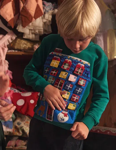 Boden Kids' Advent Calendar Sweatshirtjewel Green Advent Boys