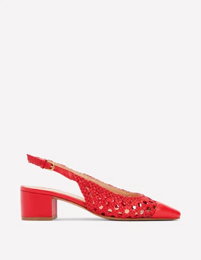 Boden Ailsa Block Heel Slingbacks-post Box Red Woven Female