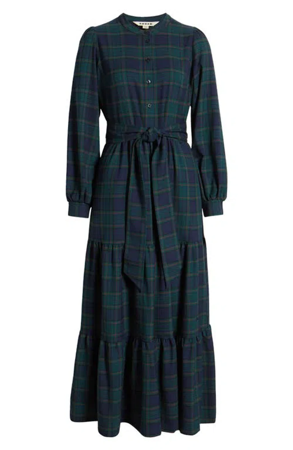 green tartan maxi dress Green Plaid Button Down Maxi Dress main image 1