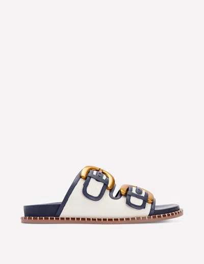 Boden Alberta Footbed Sandals Ivory/navy Women  In Multi