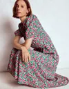 Boden Alegra Midi Shirt Dress Pink Ribbon, Floweret Vine  In Multi