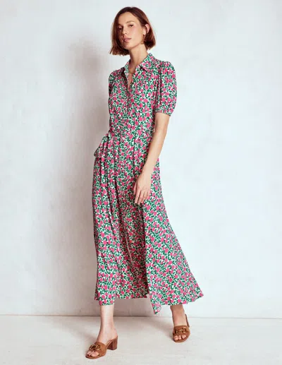 Boden Alegra Midi Shirt Dress Pink Ribbon, Floweret Vine