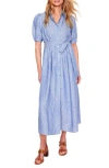 Boden Alexa Belted Midi Linen Shirtdress In Chambray