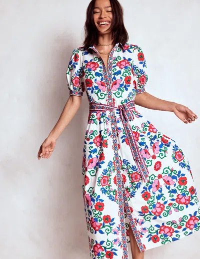 Boden Alexa Maxi Shirt Dress Multi, Ornamental Lattice