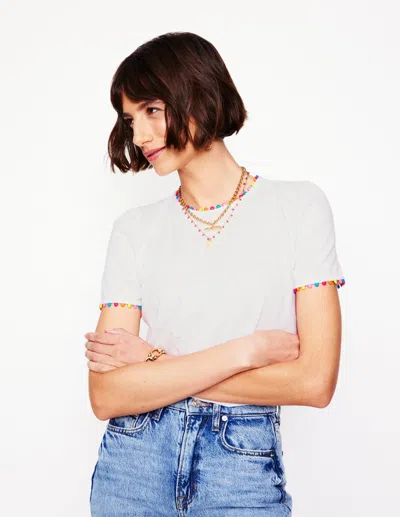 Boden Ali Jersey T Shirt White, Multi Women  In Grey