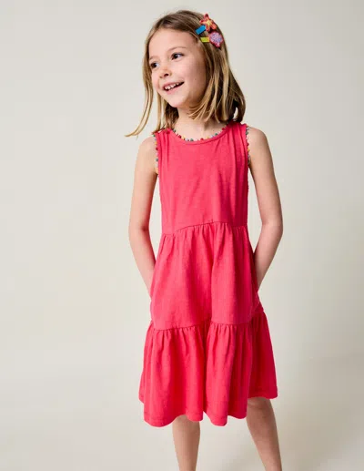 Boden Kids' Ali Pom Trim Jersey Dressfandango Pink Girls