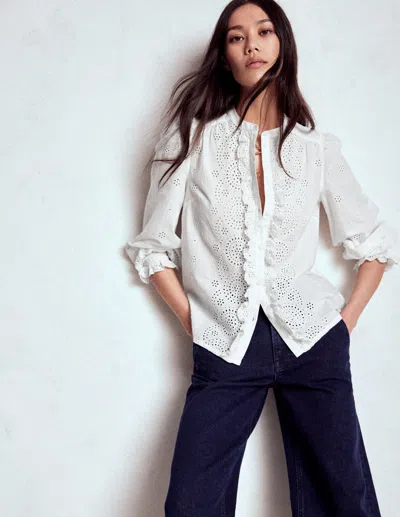Boden Alice Broderie Top White Women