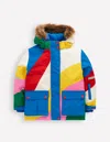 Boden All Weather Waterproof Coat Multi Rainbow Stripe  In Multi