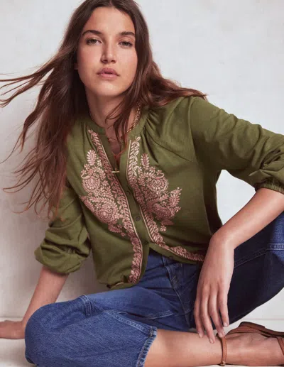 Boden Alma Embroidered Shirt-woodland Green Female