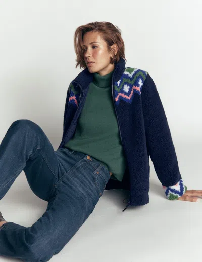 Boden Alnwick Teddyfelljacke-französisches Marine, Geo In Blau | Grösse 30 In Blue