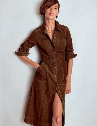 Boden Amanda Cord Midi Dress Raw Umber  In Brown