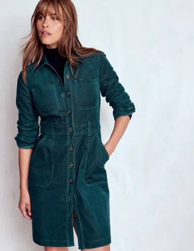 Boden Amanda Cord Short Dress Midnight Teal  In Green