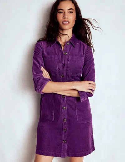 Boden Amanda Cord Short Dress Viola Purple