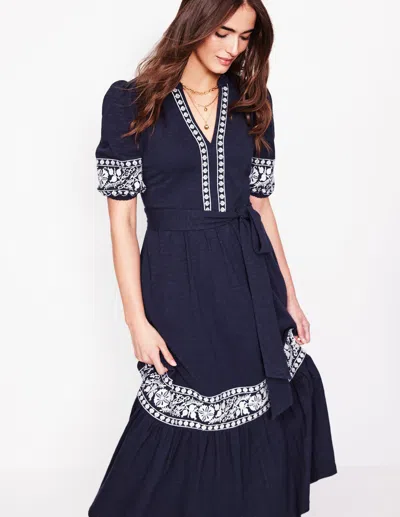 Boden Amara Embroidered Jersey Dressnavy Embroidery Women  In Navy Embroidery