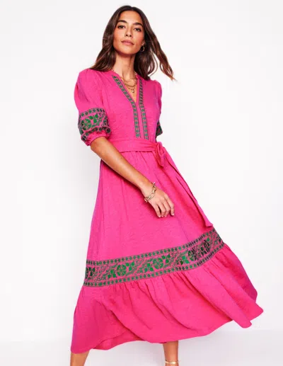 Boden Amara Embroidered Jersey Dresspink Peony Women  In Pink Peony