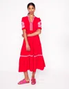 Boden Amara Embroidered Jersey Dresspoppy Red, Pink Peony Women