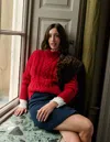 Boden Amara Merino Cable Sweater Carmine Red  In Neutral