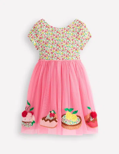 Boden Kids' Ami Applique Tulle Dresssalmon Pink Desserts Girls