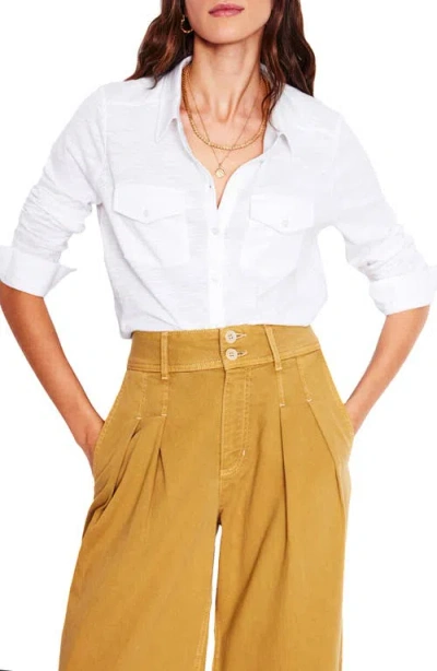 Boden Amy Cotton Knit Button-up Shirt In White