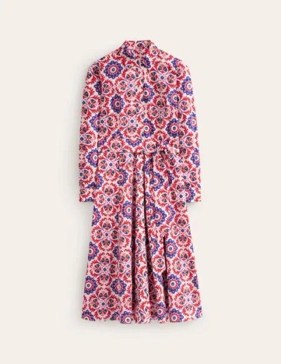 Boden Amy Cotton Midi Shirt Dress Rubicondo, Mosaic Bloom Women