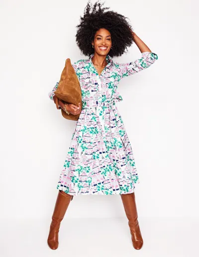 Boden Amy Cotton Midi Shirt Dressivory, Botanical Greenhouse Women  In Ivory/botanical Greenhouse