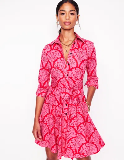 Boden Amy Cotton Short Shirt Dresspoppy Red, Blossomy Medium Women  In Poppy Red/ Blossomy Medium