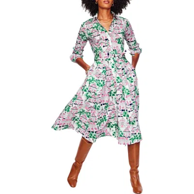 Boden Amy Print Long Sleeve Midi Shirtdress