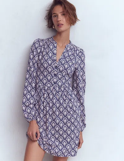 Boden Amy Short Jersey Dress French Navy, Petal Terrace  In Blue