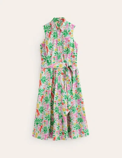 Boden Amy Sleeveless Shirt Dress Multi, Tropical Paradise Women