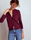 Boden Angela Baumwollstrickjacke Mit Muschelsaum-dunkelviolett In Burgundy