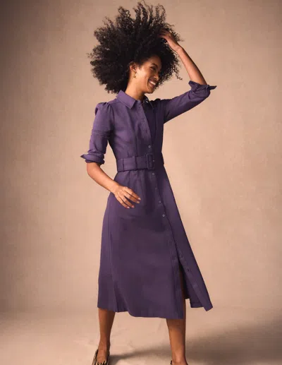 Boden Anita Long Sleeve Shirt Dress Blackberry  In Purple