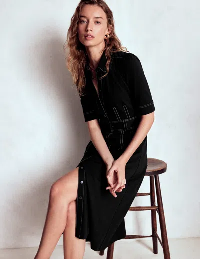 Boden Anita Ponte Shirt Dress Black