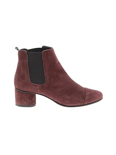 Pre-owned Boden Ankle Boots In Burgundy