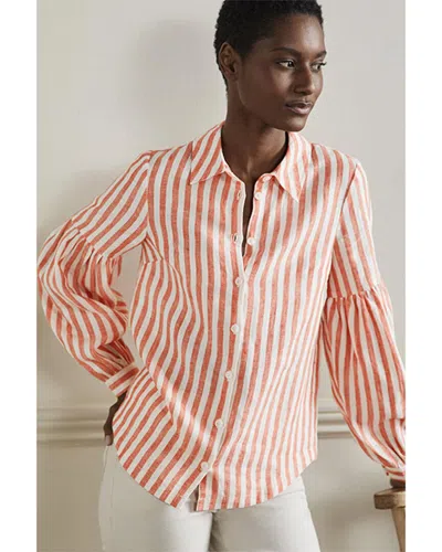 Boden Anna Blouson Linen Shirt In Orange