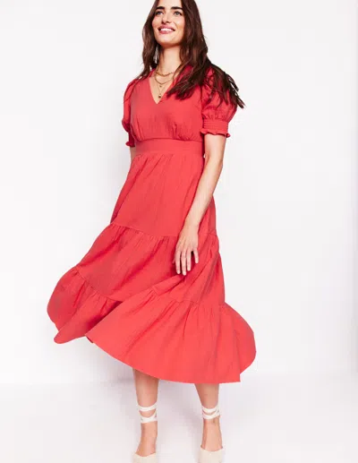 Boden Anna Double Cloth Midi Dressjam Red Women  In Jam Red