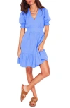 Boden Anna Double Cloth Puff Sleeve Dress In Ocean Blue