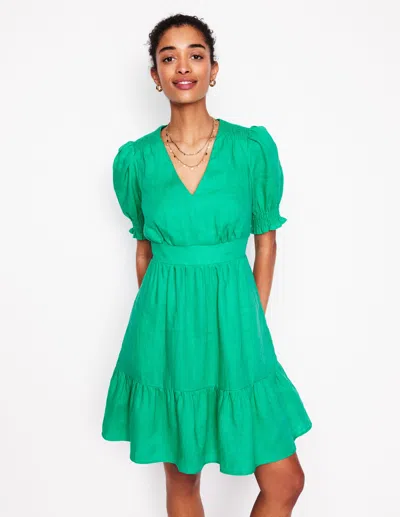 Boden Anna Kurzes Leinenkleid-aquamarinblau In Green