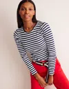 Boden Anna Rib Long Sleeve T-shirt-french Navy And Ivory Stripe Female