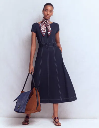 Boden Annet Ponte-midikleid Mit Gürtel In Blau | Grösse 44 In Blue